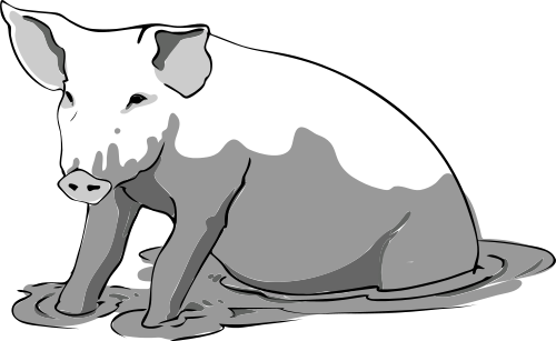 Free Pig in Mud Clipart